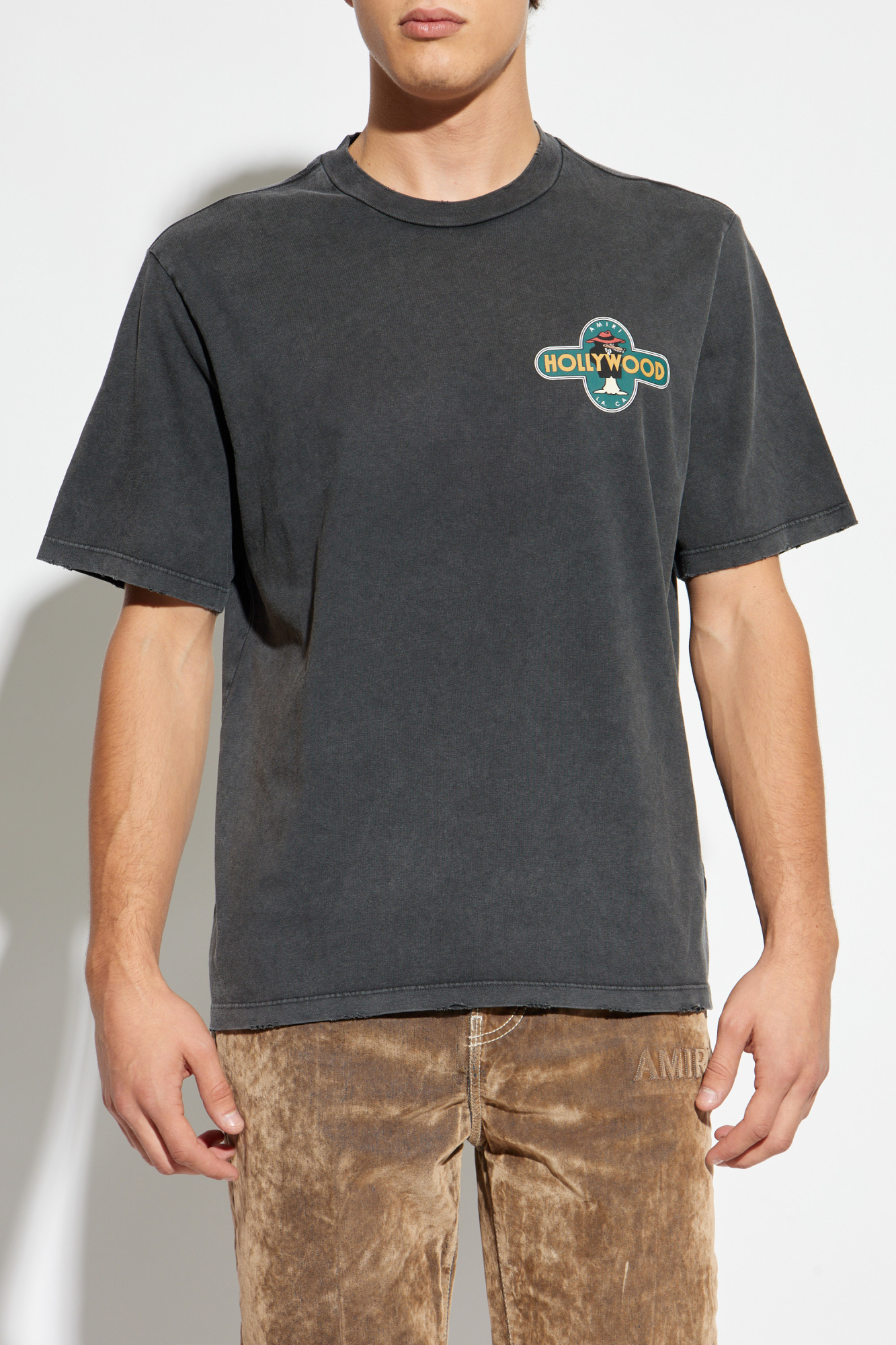 Grey T-shirt with a colorful print Amiri - Vitkac France